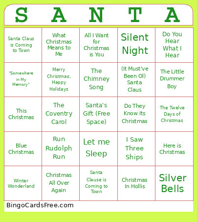 80s & 90s Christmas Music Bingo Card