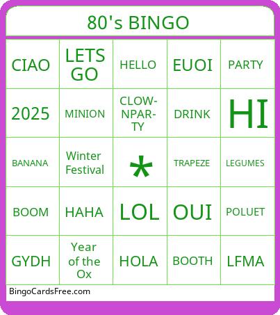 ....... Bingo Cards Free Pdf Printable Game, Title: 80's BINGO