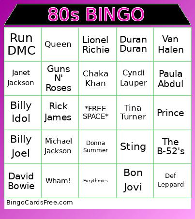 80s bingo