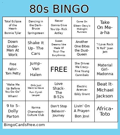 80s Bingo