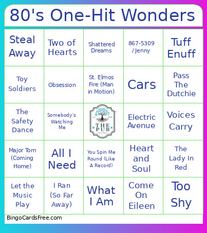 80's One-Hit Wonders Bingo Card