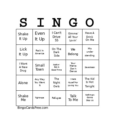 80s Rock V03 Bingo Card