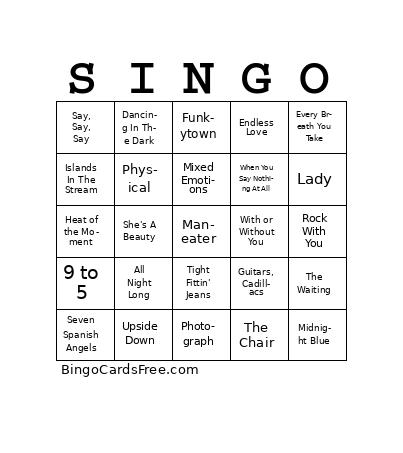 80s Spectrum Bingo