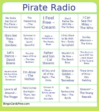 86. Pirate Radio Bingo Card