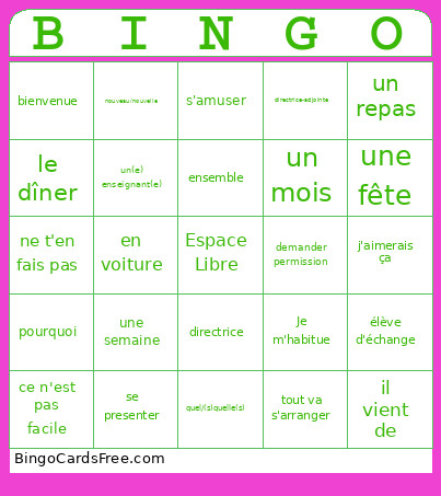 8eme Année Bingo Card