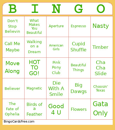 8th Grade Field Day Bingo Card