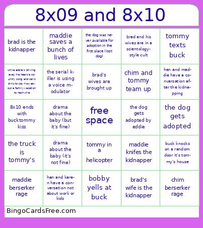 911 8x09 Bingo Cards Free Pdf Printable Game, Title: 8x09 and 8x10