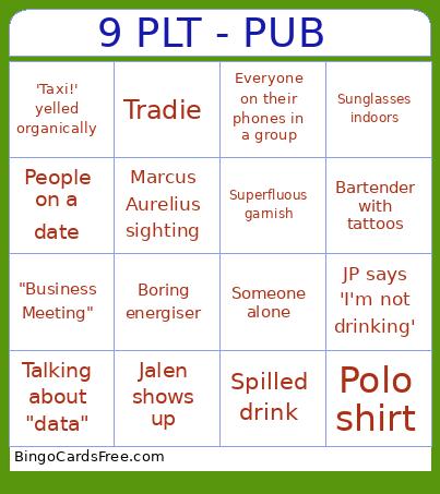 9 PLT - PUB  Bingo