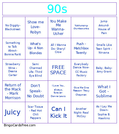 90s (1) Bingo Card