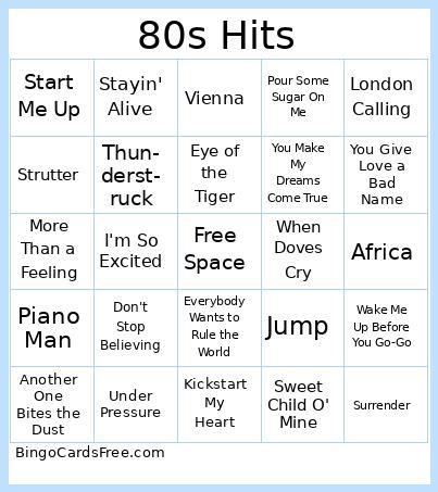 90s & 2000s Throwbacks Bingo