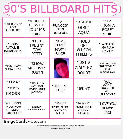 90'S BILLBOARD HITS Bingo Card