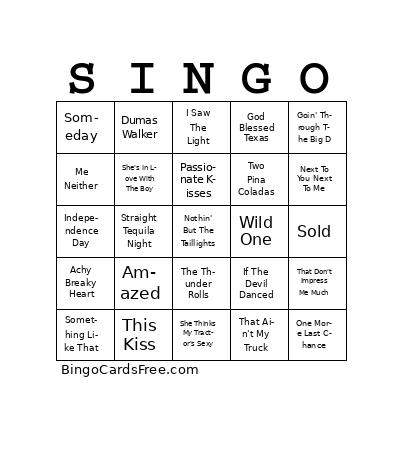 90s Country V01 Bingo