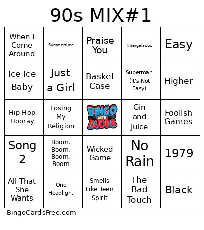 90s MIX#1 Bingo Card