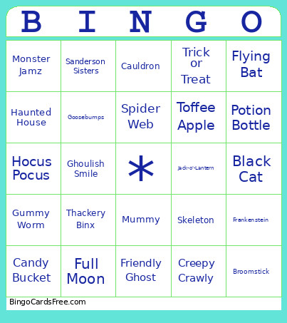 90's Nostalgia Halloween Bingo Card