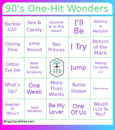 90's One-Hit Wonders Bingo Card