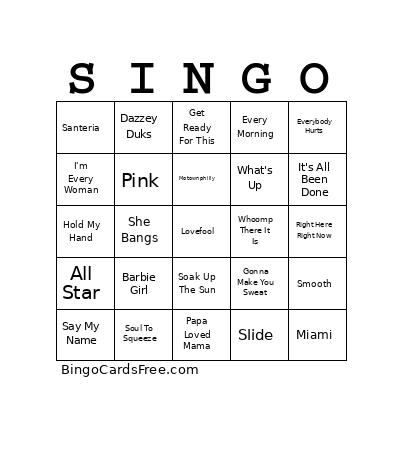 90s Party Mix V01 Bingo