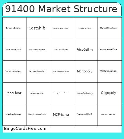 91400 Market Structure Bingo