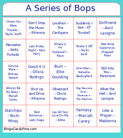 95. A Series Of Bops Bingo Card