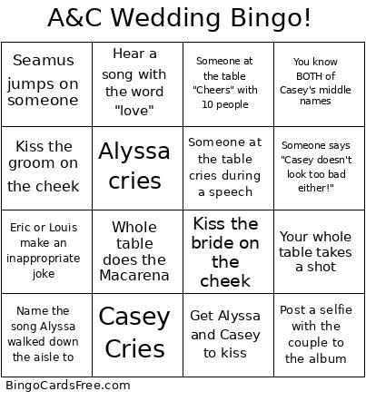 A&C Wedding Bingo!
