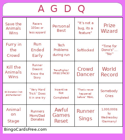 A G D Q Bingo Card