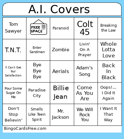 A.I. Covers Bingo Card