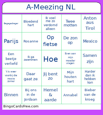 A-Meezing NL Bingo Card