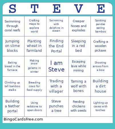 A Minecraft Movie Bingo