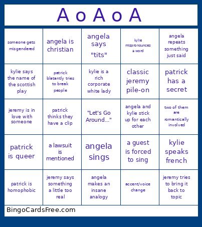 A O A O A Bingo Card