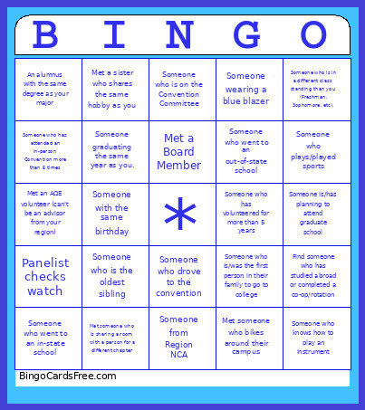 A.O.E. 2026 Convention Bingo Card