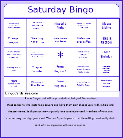 A.O.E '26 Convention Bingo Card