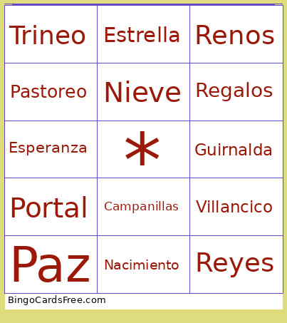 Año Nuevo Bingo Card
