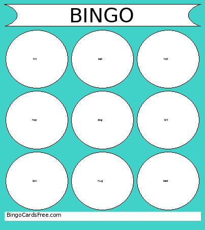 A Word Family Bingo Card