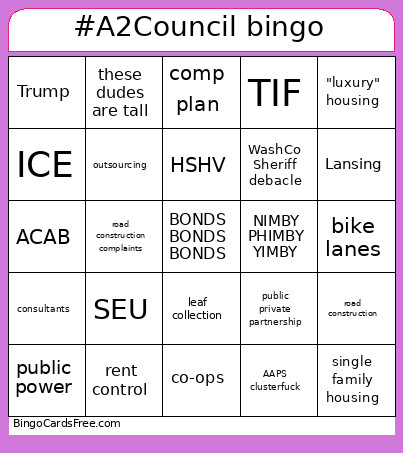 #A2Council Bingo Card
