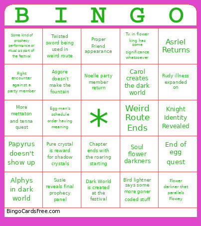 Aaaaa Bingo Card