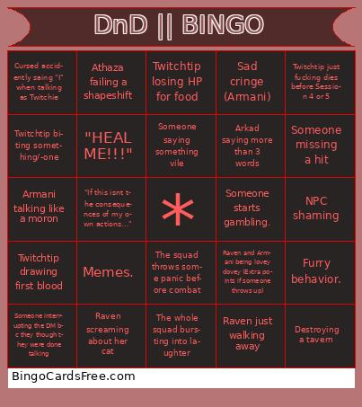 AAAAAAAAAAAAAAAAAAA Bingo Cards Free Pdf Printable Game, Title: DnD || BINGO
