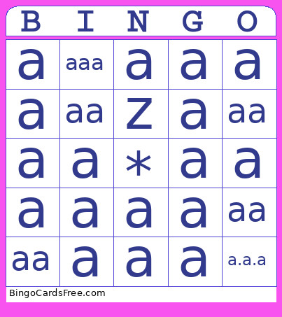 Aaahhaah Bingo Card