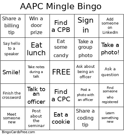 AAPC Mingle Bingo Card