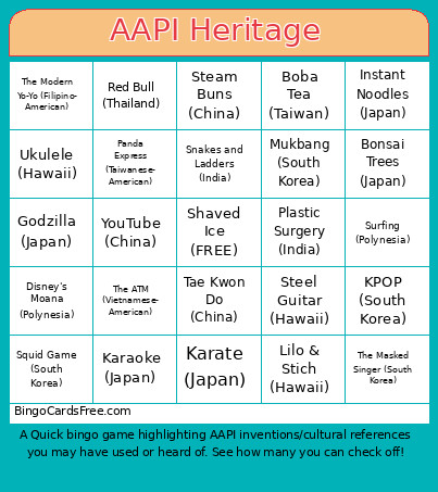 AAPI Heritage Bingo Card