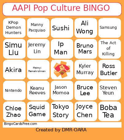 AAPI Pop Culture Bingo Card