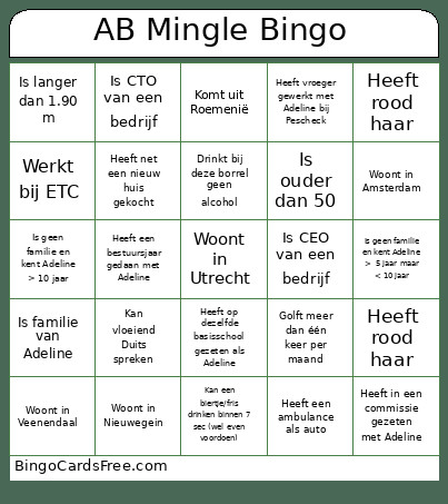 AB Mingle Bingo Card