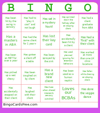ABA ADVENTURES Bingo Card
