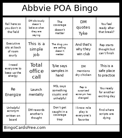 Abbvie POA Bingo Card