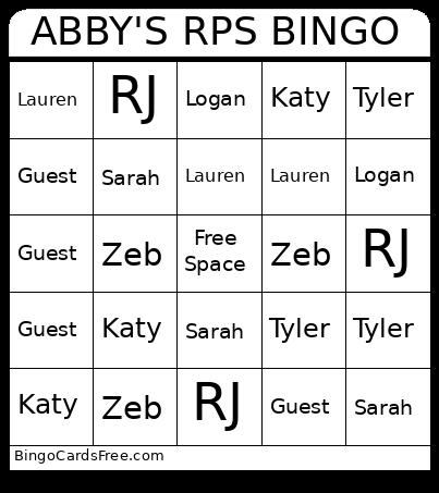ABBY'S RPS Bingo Card