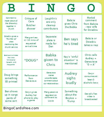 Abby's Vibe Bingo Card