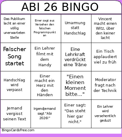 ABI 26 Bingo Card
