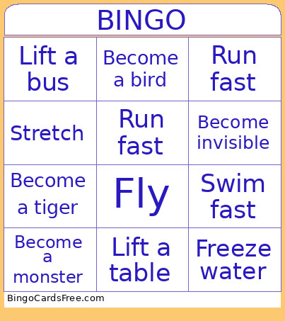 Abilities And Characteristics Bingo Card