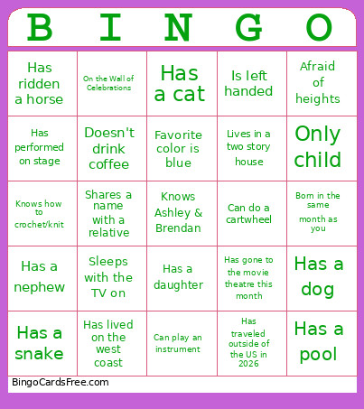 ABM Vow Renewal Bingo Card