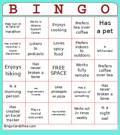About You People Bingo Card