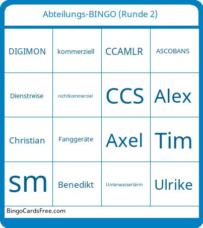 Runde1 Bingo Cards Free Pdf Printable Game, Title: Abteilungs-BINGO (Runde 2)