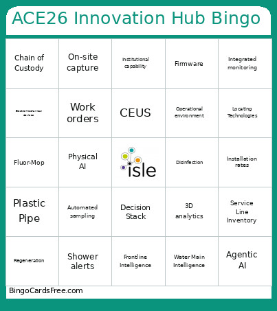 ACE26 Innovation Hub Bingo Card